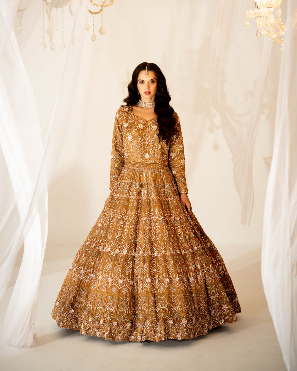 Ready to wear - Gown Rust Brown 213A Kashish India Ready to wear - Gown Rust Brown 213A Kashish India