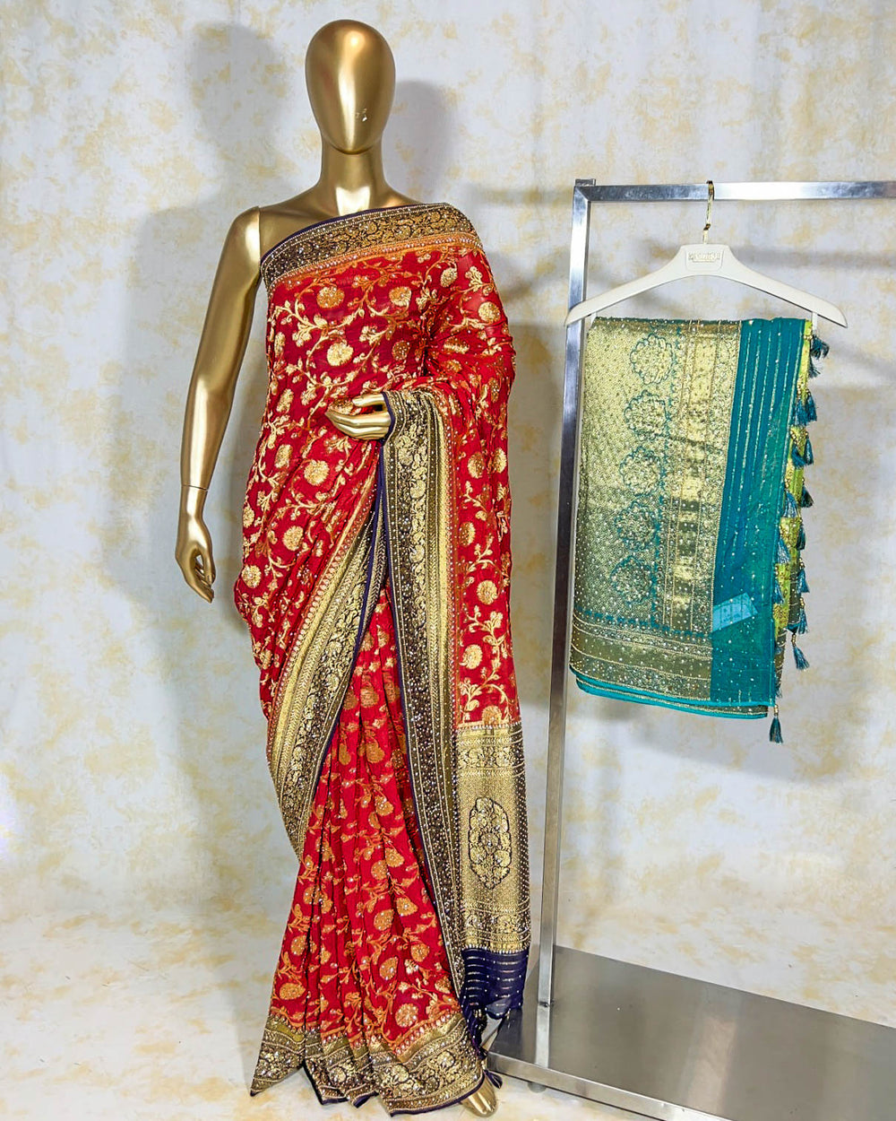 Red Saree in Georgette fabric | Kashish India