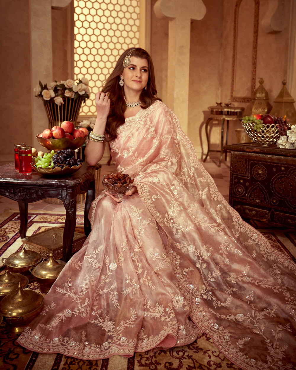 Pink Silk Bridal Saree With Zari Woven Motifs 4861SR04